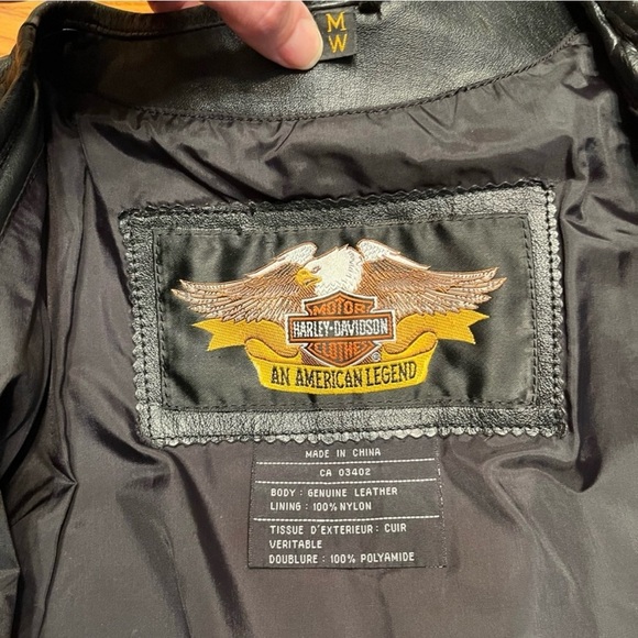 Women’s Harley-Davidson Black Leather Lace Up Side Tie Motorcycle Jacket Size M - Picture 6 of 11